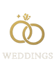 Elegant gold wedding rings logo with text.