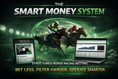 Advertisement for The Smart Money System in horse racing betting.