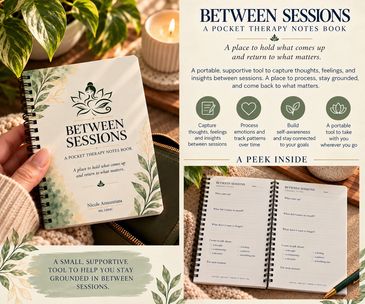 Between Sessions therapy notes book for capturing thoughts and feelings.