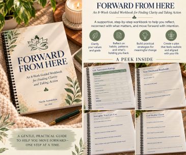 Workbook titled 'Forward From Here' for finding clarity and taking action.