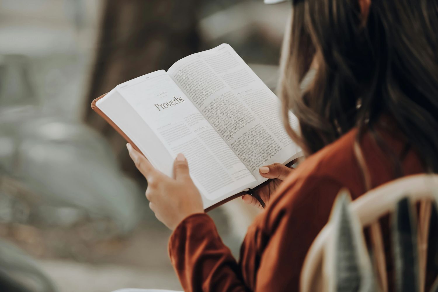 Woman reading a Bible