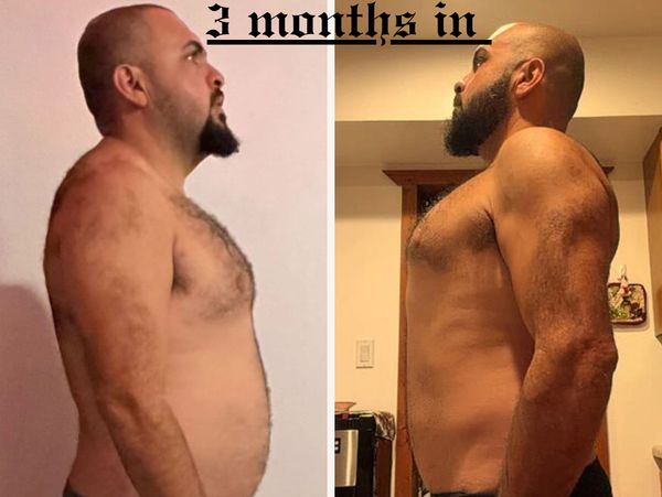 Before and after 3 months body transformation.