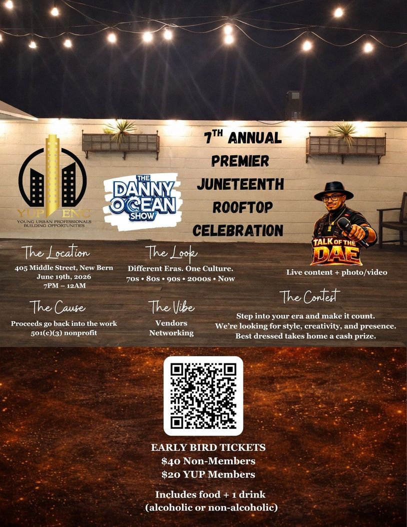 7th Annual Premier Juneteenth rooftop celebration with music, vendors, and a style contest on June 19, 2026.