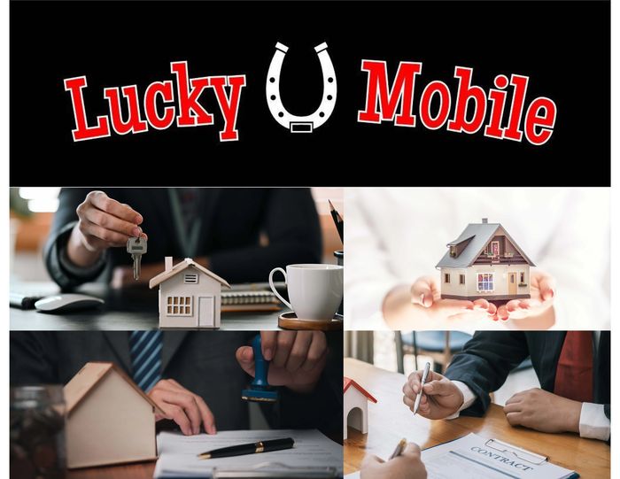 Collage of real estate transactions under the Lucky Mobile brand.
