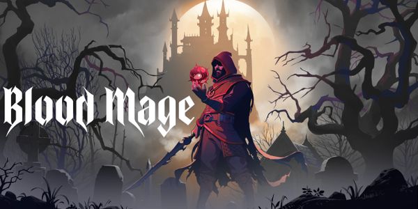 Dark mage holding a glowing skull with a castle in the background.