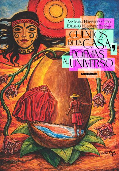 Colorful book cover with indigenous art and poetic themes.