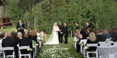 Mountain wedding ceremony Bride & Groom