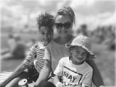 mum, daughter and son sitting together