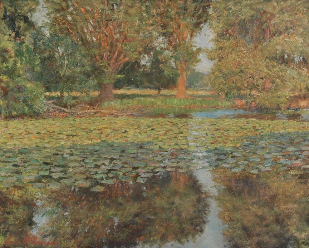Lily Pond at Pheonix Park, Oil on Canvas 96 x 110 cm (sold)