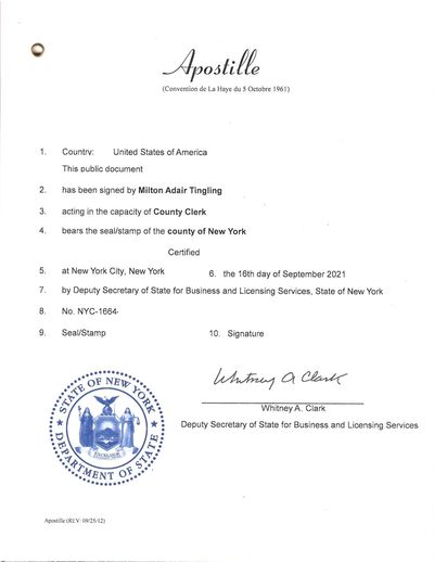 New York Apostille for NY Vital records, Business certificates, and NY notarized documents.