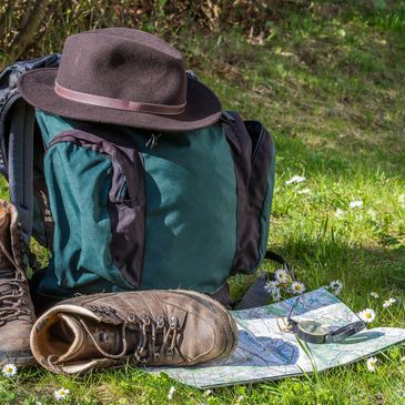 Get ready for your fundraising journey with a backpack, compass, map and boots. 