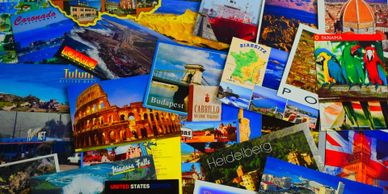 travel postcard collage