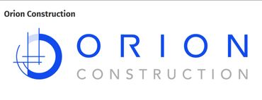 Logo of Orion Construction featuring a circular blue symbol and modern typography.
