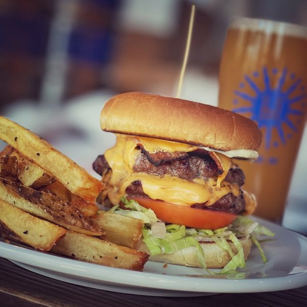 Burgers at Brewery in Buffalo, NY. Burger specials, burger night, grass fed beef