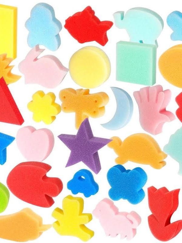 A collection of assorted shaped foam cutouts.