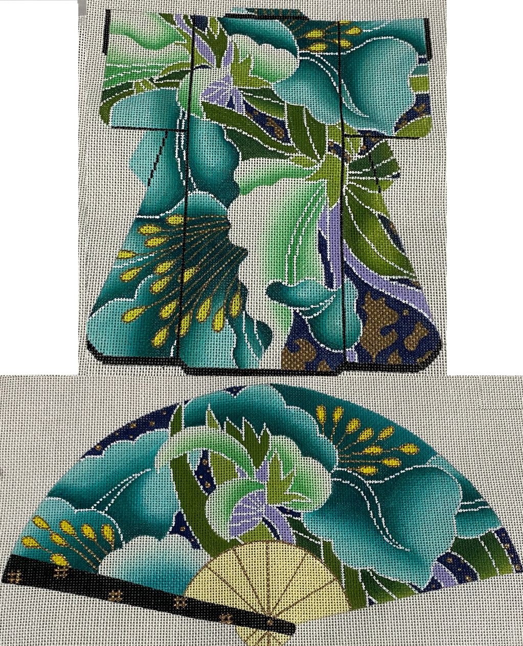 Kimono and Fan by Lee Needle Arts for sale by Blister's Needlepoint