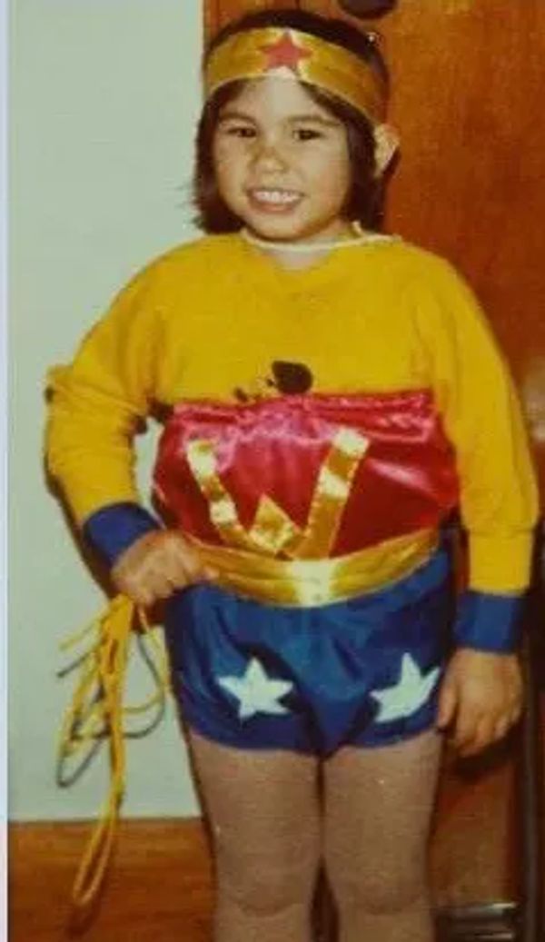6-year-old Leigh-Anne dressed as Wonder Woman for Halloween.