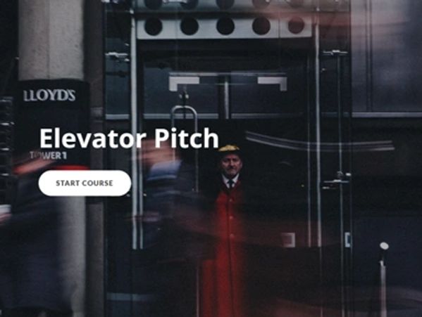 The start of a training module Elevator Pitch. Image of a doorman opening the door to Lloyds.
