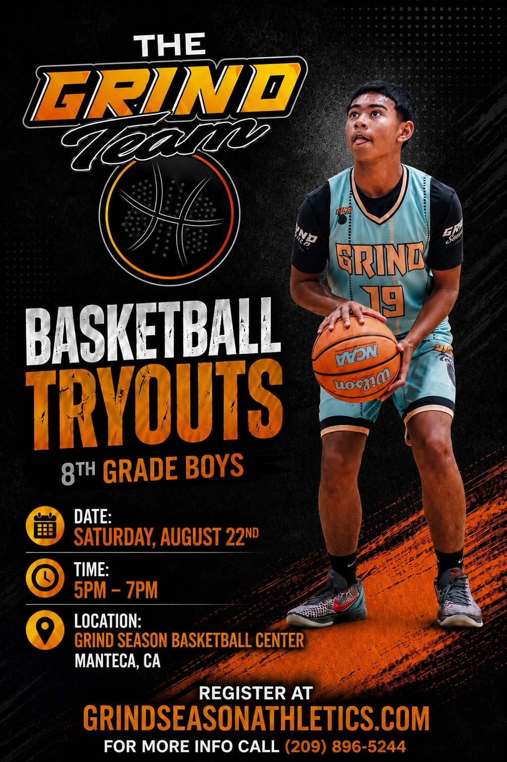 Basketball tryouts for 8th grade boys by The Grind Team.