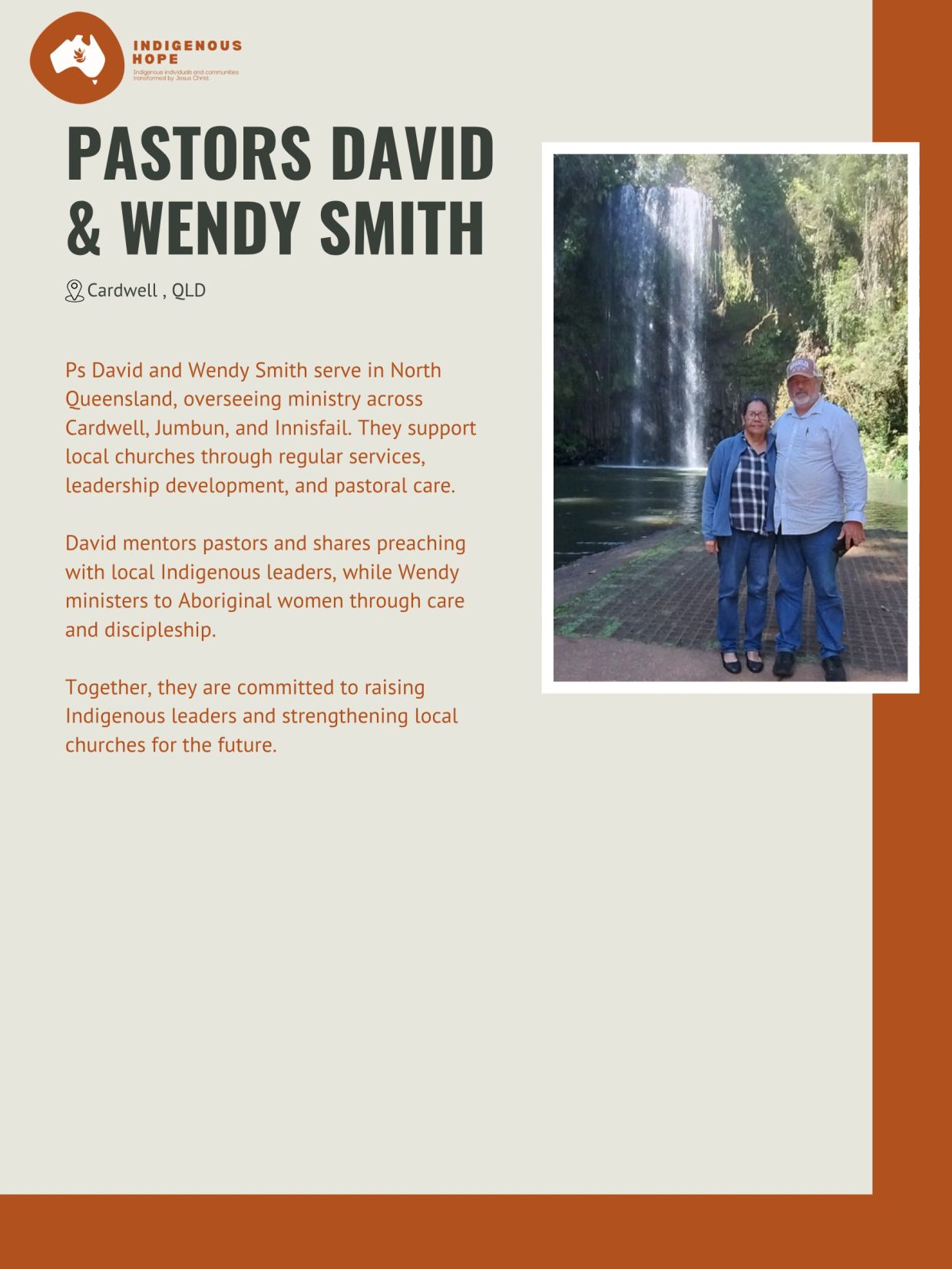 Pastors David and Wendy Smith serving Indigenous communities in North Queensland.