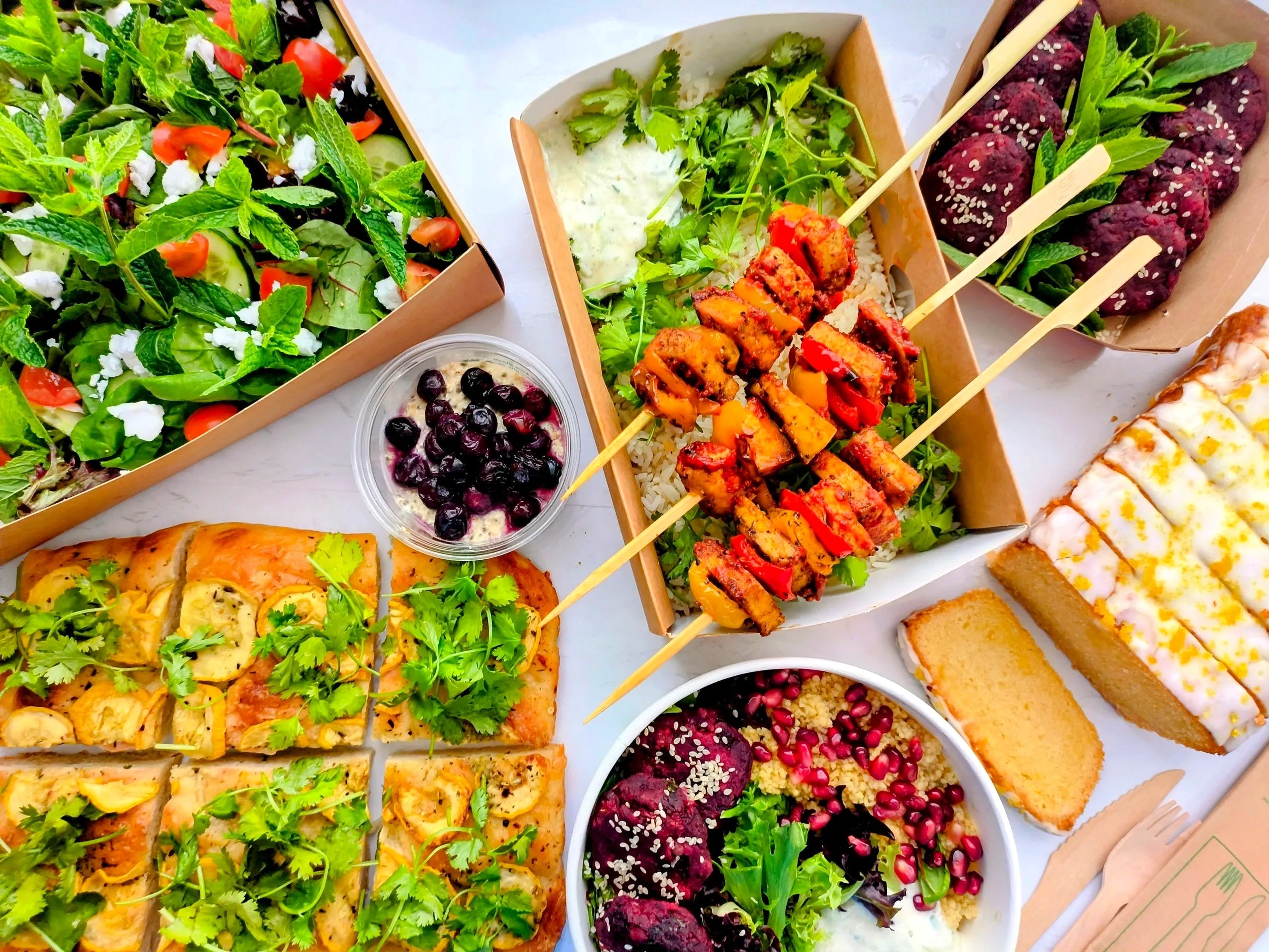 Plant based catering selection, office catering and birthday party catering with a range of seasonal platters to select.