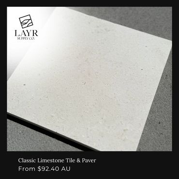 Classic limestone tile with subtle texture.
