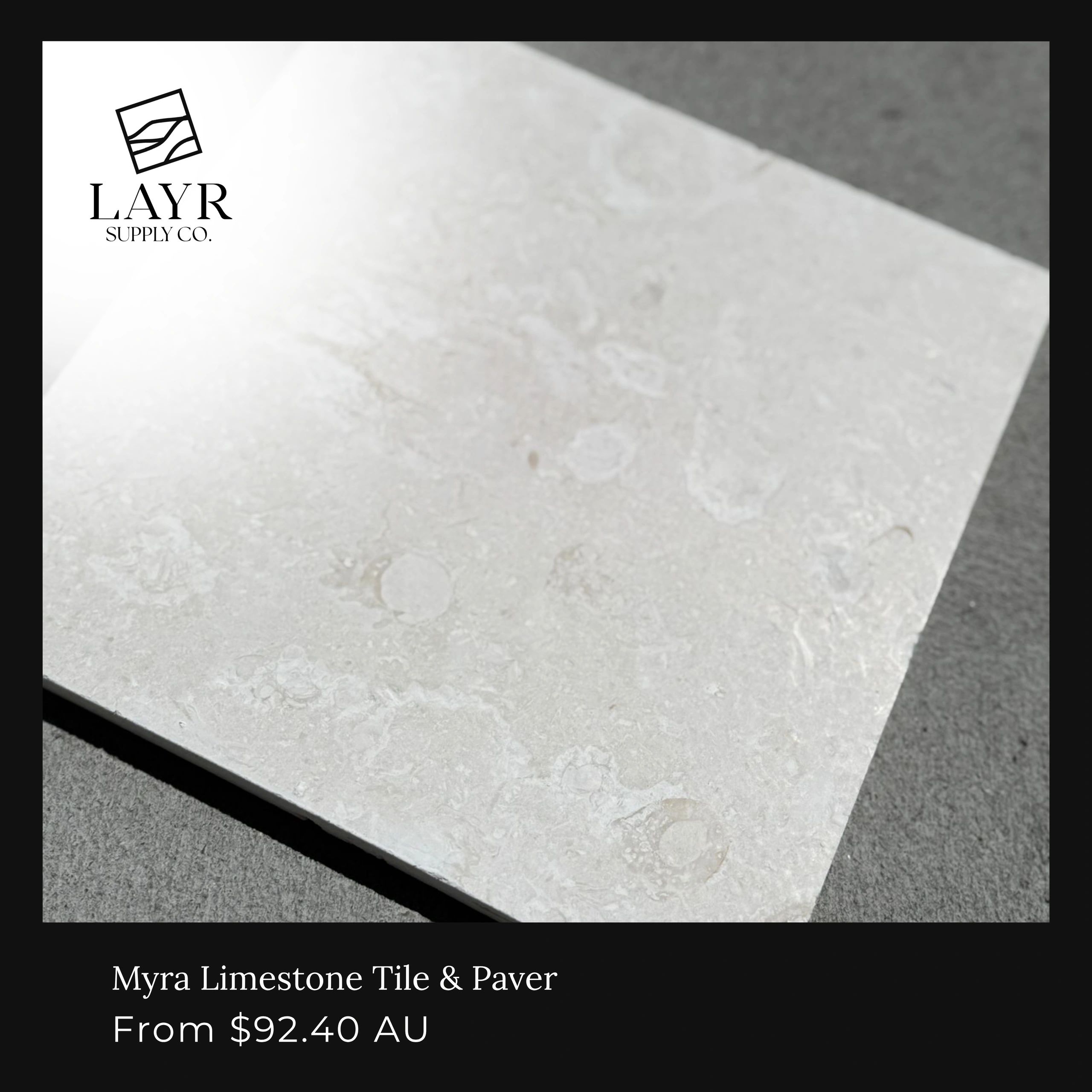 Myra Limestone Tile with a subtle fossil pattern.