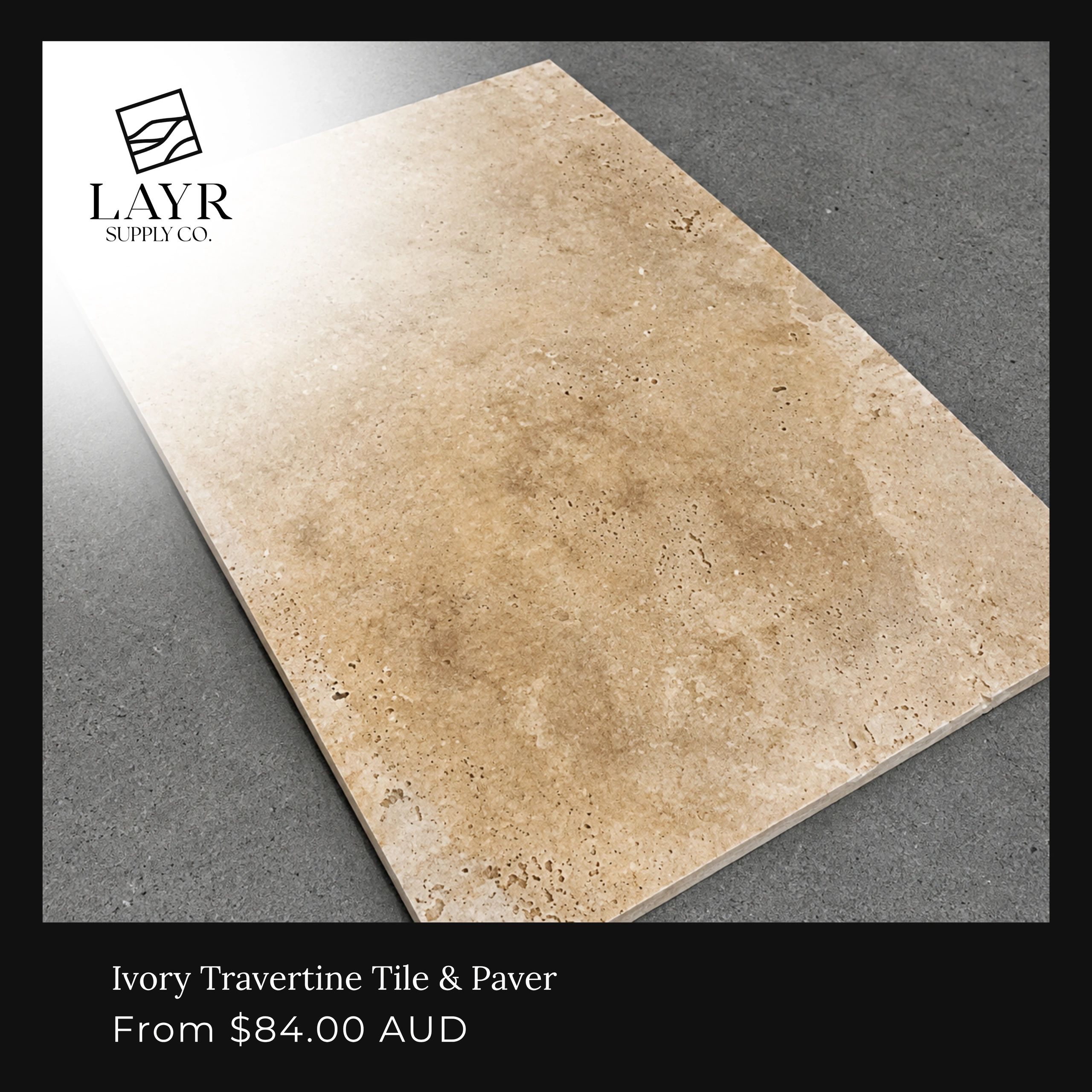 Ivory travertine tile from LAYR Supply Co.