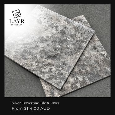 Silver travertine tiles and pavers by LAYR Supply Co.