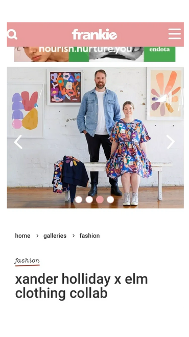 Elm Lifestyle, Xander Holiday collaboration featured in Frankie Magazine.