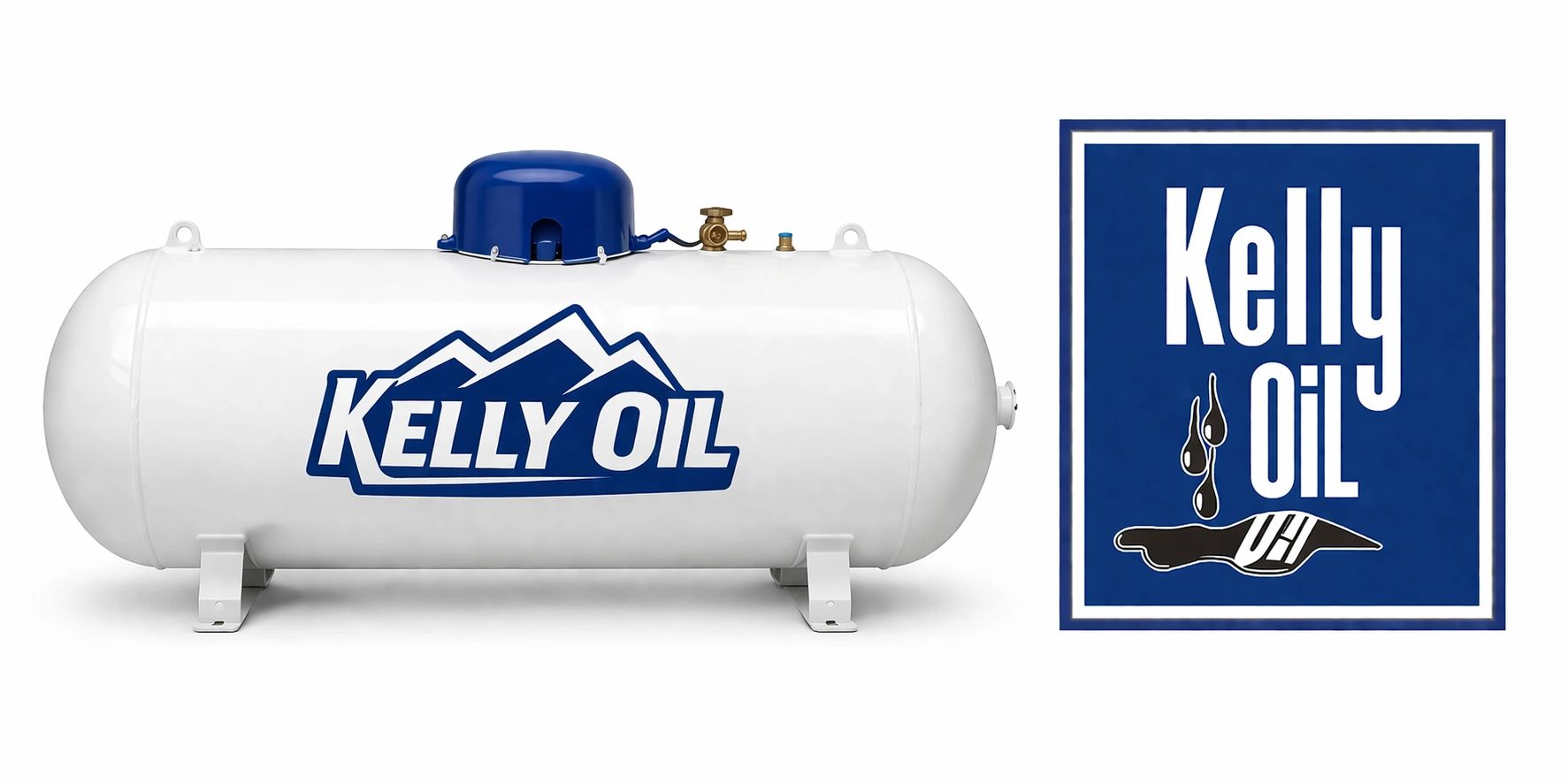 Kelly Oil branded propane tank