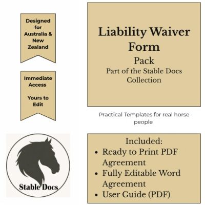 Liability Waiver Form pack for horse people in Australia and New Zealand.