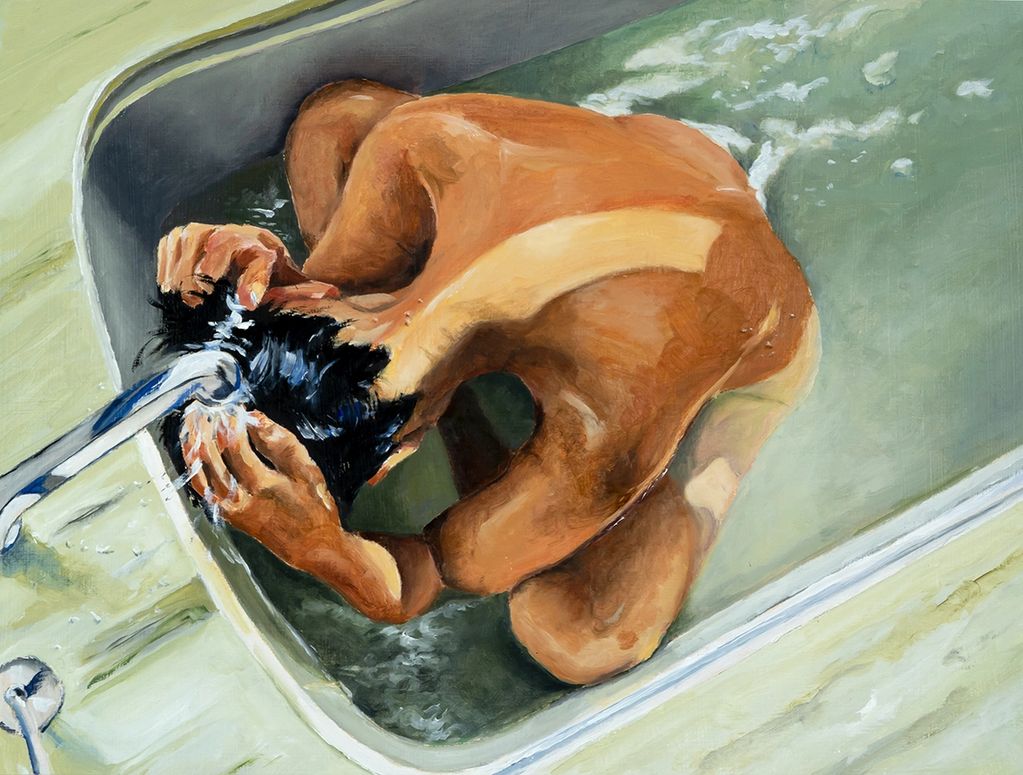 bath, nude, washing, water, sunlight, realism, wet, sexy, 
