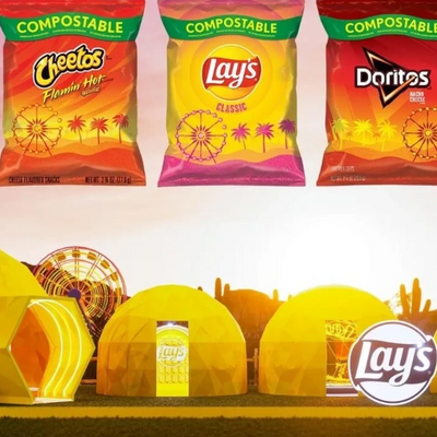 a graphic showcasing the compostable Frito-Lay bags we helped Frito-Lay debut at Coachella 2022. 