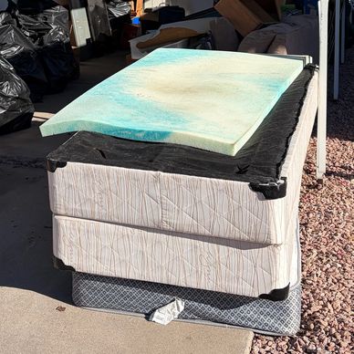 Mattress and box spring removal job in San Tan Valley  Arizona completed by DGT Junk Removal