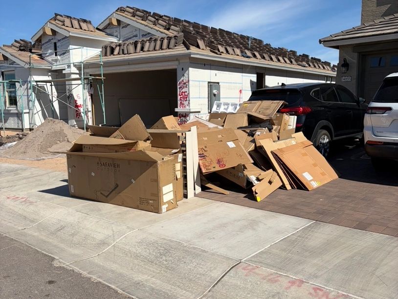 Large cardboard pickup & recycling job
completed by DGT Junk Removal in
San Tan Valley, Queen Creek