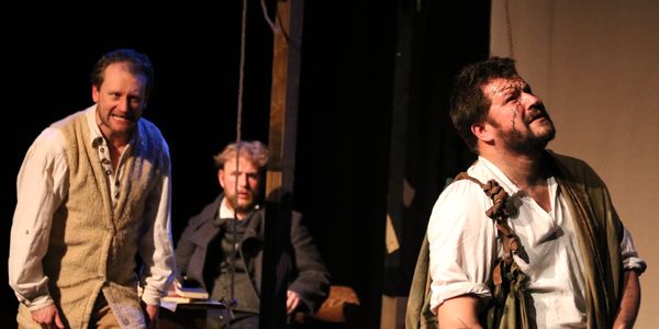 Craig Finlay, Billy Morton, & Edward Blagrove in Frankenstein at the Old Fire Station, Oxford, 2023