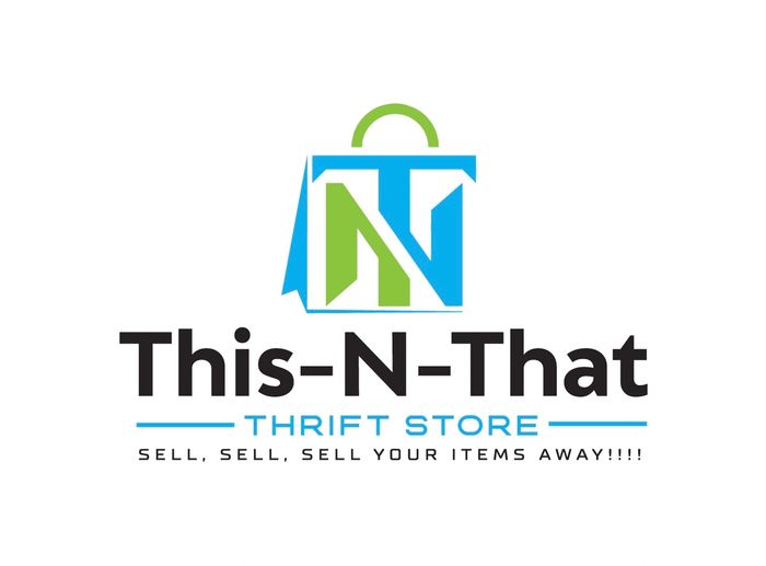 Logo for This-N-That thrift store with tagline encouraging selling items.