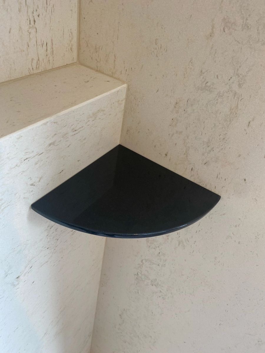 8 Matte Black Ceramic Corner Shelf Elegant Shower Shelf With a Drain Hole  two Sided Tapes Included -  Israel