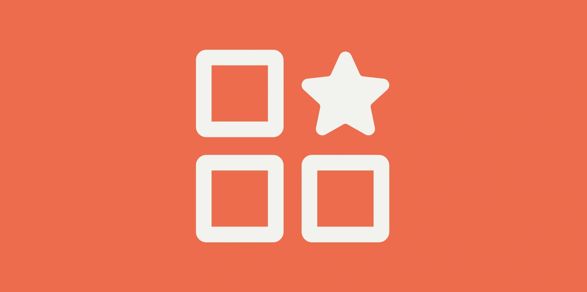 Red background with 3 white squares and a star