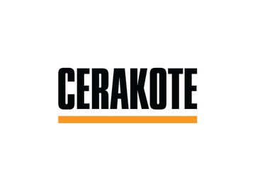 Cerakote logo with black text and an orange underline on white background.