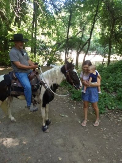 Terry Zygalinski riding a Tennessee Walking horse on the trails of California. 