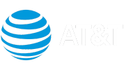 AT&amp;T logo with blue globe and text.
