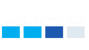 GoPro logo with four blue squares.