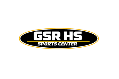 Logo of GSR HS Sports Center in black, white, and yellow.