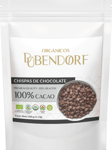 Chispas De Chocolate Orgánico 100% Cacao, Bolsa de 500 gr, certificado orgánico México USDA Canadá U
