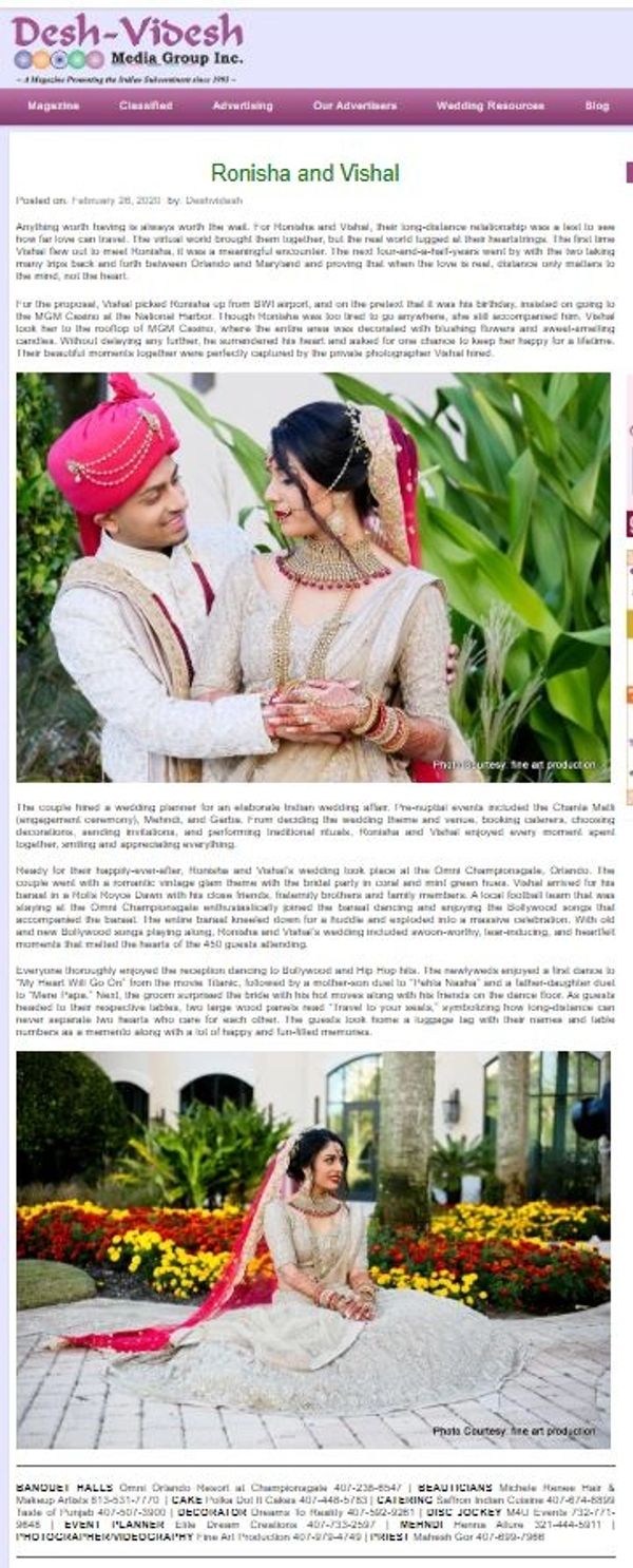 Awarded for recognition of outstanding planning and coordination of this Beautiful wedding in Florid
