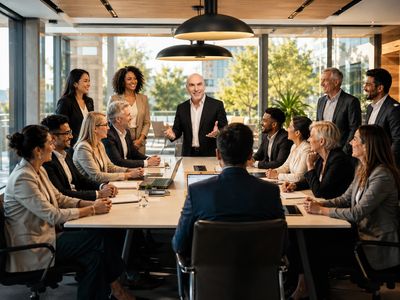 Julius Csizmazia facilitating a leadership team around a boardroom table in Jacksonville, FL