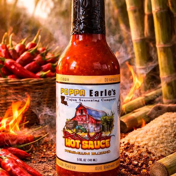 Premium blend louisiana hot sauce from poppa earles made with hand picked peppers