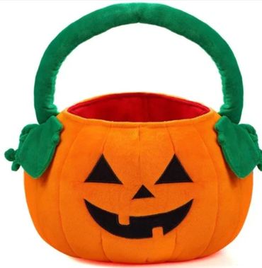 JOYIN Halloween Pumpkin Plush Tote Bucket 11 X 13.4 inches Candy Trick or Treat